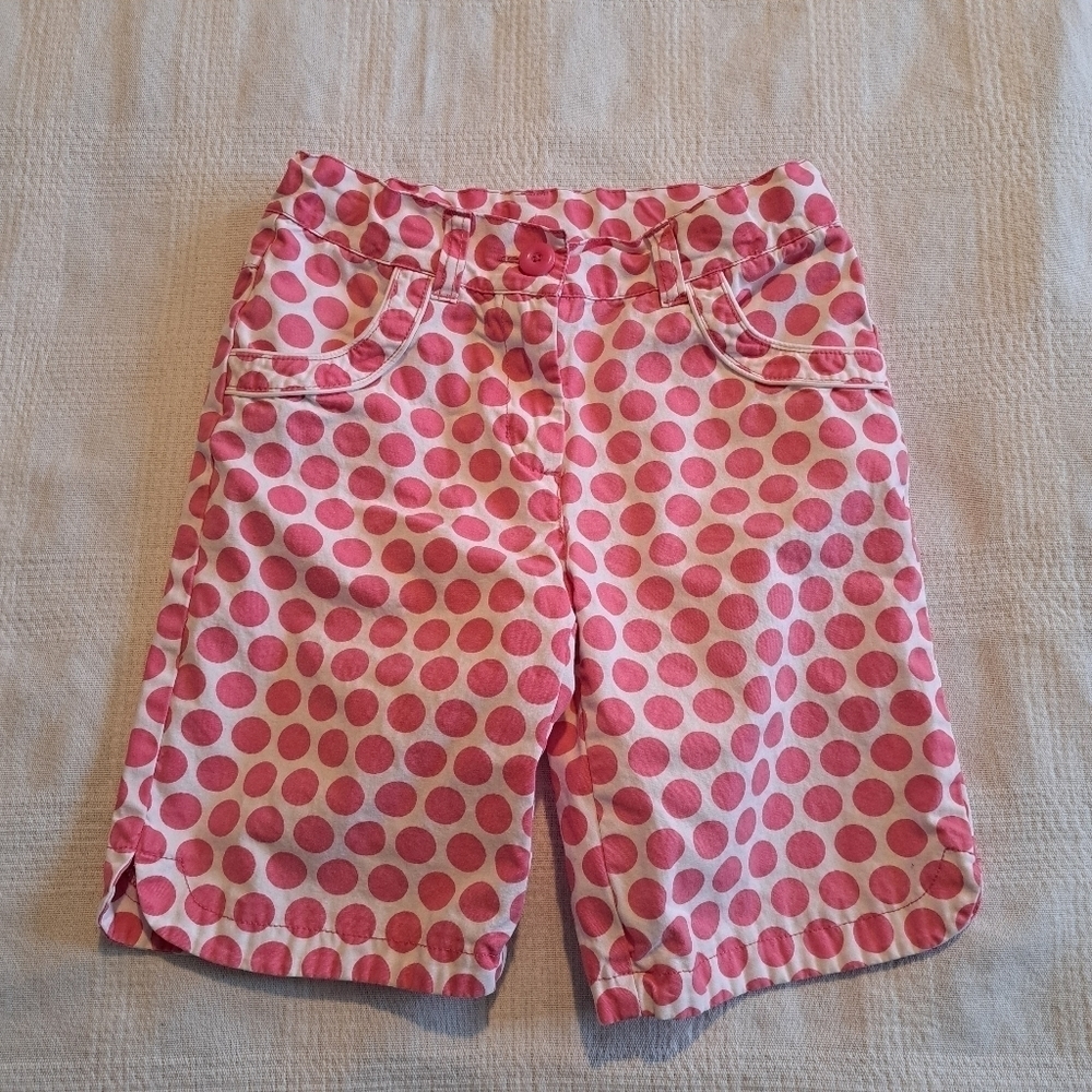 Gymboree girls size 8 white with pink polka dot shorts, adjustable waist